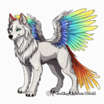 Rainbow Colored Winged Wolf Coloring Pages 1