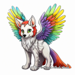 Rainbow Colored Winged Wolf Coloring Pages 2
