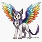 Rainbow Colored Winged Wolf Coloring Pages 3