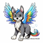Rainbow Colored Winged Wolf Coloring Pages 4