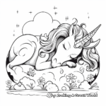 Rainbow Dreams: Sleeping Unicorn on a Rainbow Coloring Pages 1