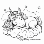 Rainbow Dreams: Sleeping Unicorn on a Rainbow Coloring Pages 2