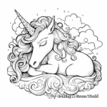 Rainbow Dreams: Sleeping Unicorn on a Rainbow Coloring Pages 3