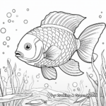 Rainbow Fish with Coral Reef Background Coloring Pages 2