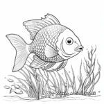 Rainbow Fish with Coral Reef Background Coloring Pages 3