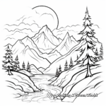 Rainbow over the Mountain Scenery Coloring Pages 3