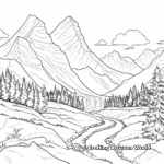Rainbow over the Mountain Scenery Coloring Pages 4