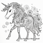 Rainbow Patterned Zentangle Unicorn Coloring Pages 2
