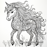 Rainbow Patterned Zentangle Unicorn Coloring Pages 3