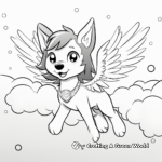 Rainbow Winged Wolf Flying in the Sky Coloring Sheets 1