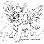 Rainbow Winged Wolf Flying in the Sky Coloring Sheets 2