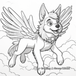 Rainbow Winged Wolf Flying in the Sky Coloring Sheets 3