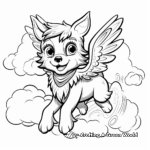 Rainbow Winged Wolf Flying in the Sky Coloring Sheets 4