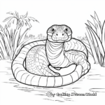 Rainforest ecosystem with green anaconda coloring pages 1