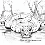 Rainforest ecosystem with green anaconda coloring pages 3