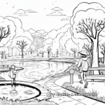 Rainy Day in the Park: Nature Scene Coloring Pages 1