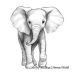Realistic African Baby Elephant Coloring Pages 3