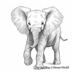 Realistic African Baby Elephant Coloring Pages 4