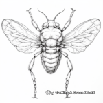 Realistic Cicada Illustration Coloring Pages 1