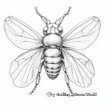Realistic Cicada Illustration Coloring Pages 3