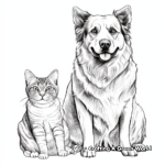 Realistic German Shepherd and Ragdoll Cat Coloring Pages 2