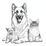 Realistic German Shepherd and Ragdoll Cat Coloring Pages 3