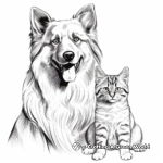 Realistic German Shepherd and Ragdoll Cat Coloring Pages 4