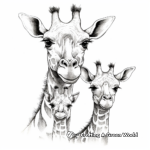 Realistic Giraffe Family Coloring Pages 1