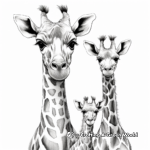 Realistic Giraffe Family Coloring Pages 2