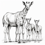 Realistic Giraffe Family Coloring Pages 3