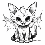 Realistic Grinning Cat with Bat Wings Coloring Pages 1