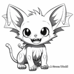 Realistic Grinning Cat with Bat Wings Coloring Pages 3