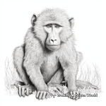 Realistic Hamadryas Baboon Coloring Pages 4