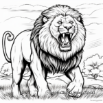 Realistic Lion in Action Coloring Pages 1
