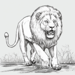 Realistic Lion in Action Coloring Pages 2