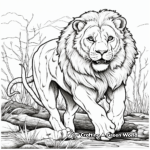 Realistic Lion in Action Coloring Pages 3
