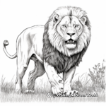 Realistic Lion in Action Coloring Pages 4