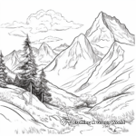 Realistic Mountain Landscape Coloring Sheets 2