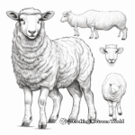 Realistic Multi-Breed Sheep Sampler Coloring Page 1