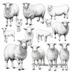 Realistic Multi-Breed Sheep Sampler Coloring Page 4