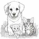 Realistic Puppy Dog and Kitten Cat Coloring Pages 2