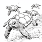 Realistic Sea Turtles Swarming Coloring Pages 1