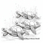 Realistic Sea Turtles Swarming Coloring Pages 3