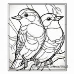 Realistic Stained Glass Birds Coloring Sheets 2