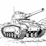 Realistic Tank Battle Scene Coloring Pages 1