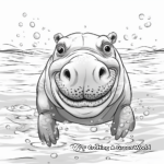 Realistic underwater hippo swimming Coloring Pages 1