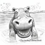Realistic underwater hippo swimming Coloring Pages 4