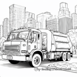 Recycling Truck in the City: Urban Scene Coloring Pages 1