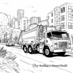 Recycling Truck in the City: Urban Scene Coloring Pages 2