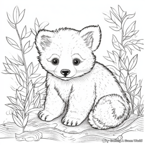 Red Panda and Bamboo Forest Coloring Pages 4
